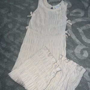 Zara Kids Cream One Piece Jumpsuit Pants with Bows